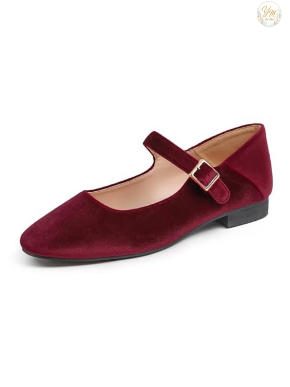 Women's Mary Jane Flats Square Toe Buckle Slip On Low Heel Comfort Walking Shoes